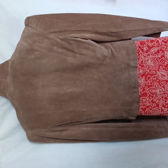 Vintage Split End Ltd Tan Suede Open Front, high collar Jacket Size 11/12 - Picture 5 of 8